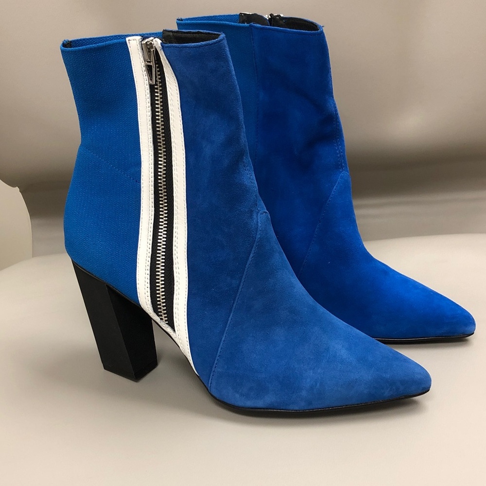 Cecelia New York Rebecca Zip Up Blue Suede Boots Size 10